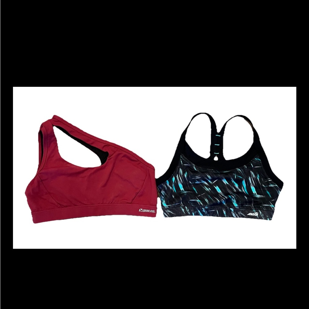 2-BRA’s AVIA Black W/Diff Colors & RUNNING GIRL Maroon Double Shoulder Strap